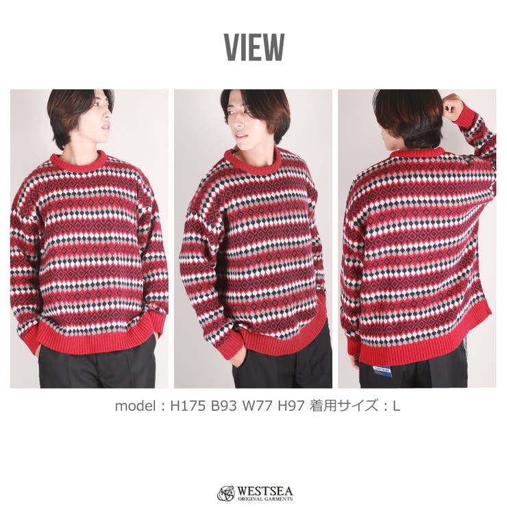 ジャガードボーダー柄オーバーサイズクルー | WESTSEA | 詳細画像5 