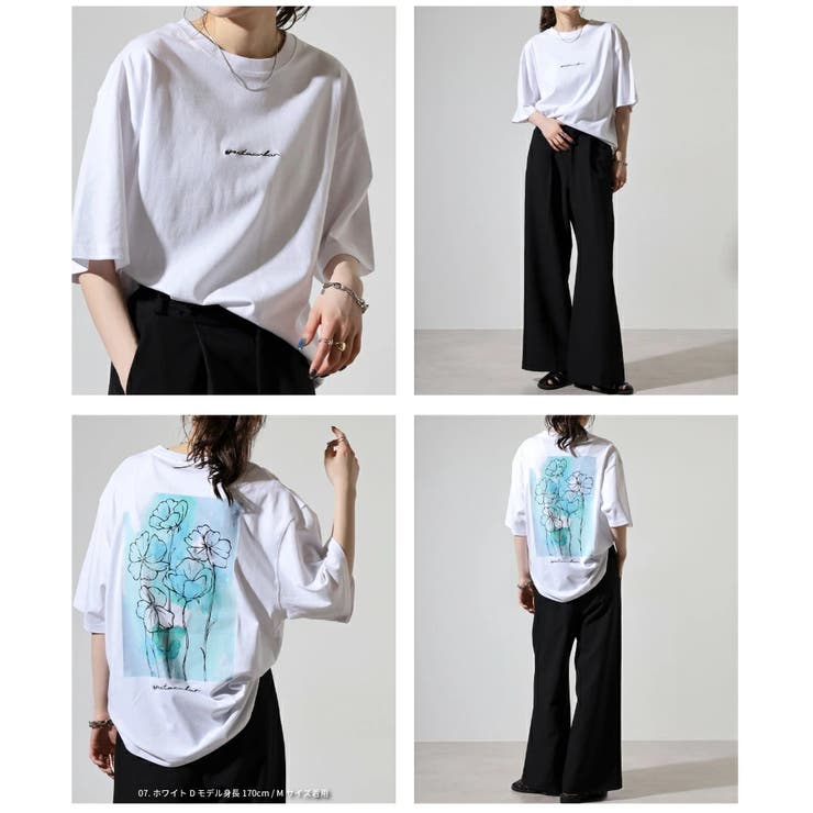 バックプリント 花柄Tシャツ 半袖 オーバーサイズ | WESTSEA | 詳細画像3 