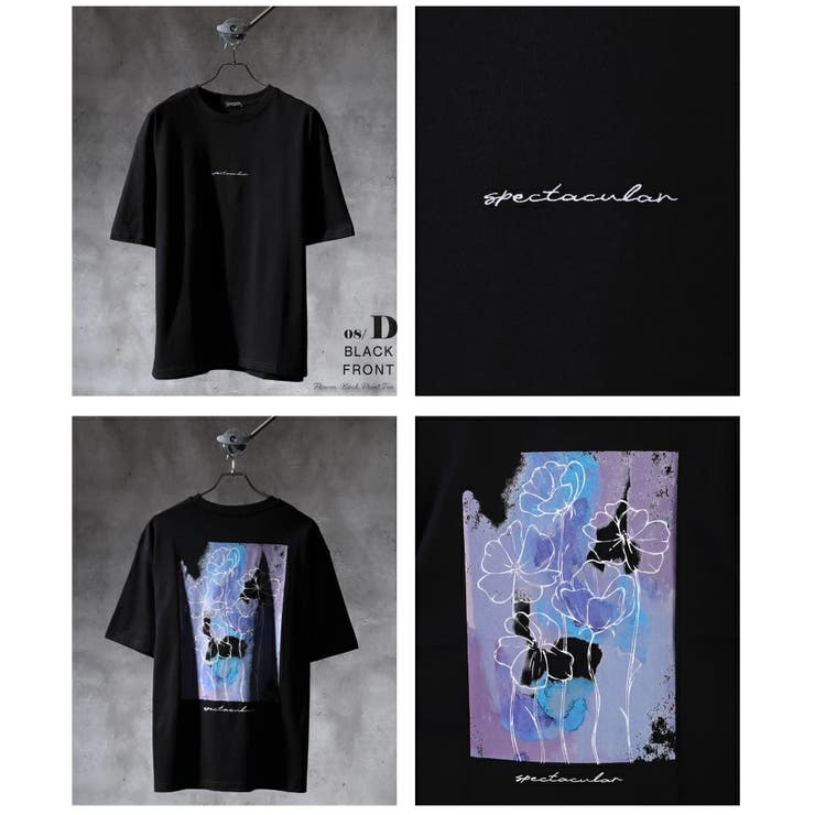 08.ブラックD(ヒナゲシ) | バックプリント 花柄Tシャツ 半袖 オーバーサイズ | WESTSEA