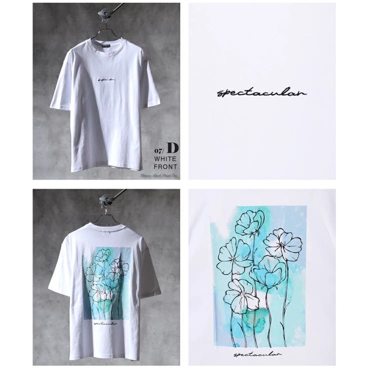 07.ホワイトD(ヒナゲシ) | バックプリント 花柄Tシャツ 半袖 オーバーサイズ | WESTSEA
