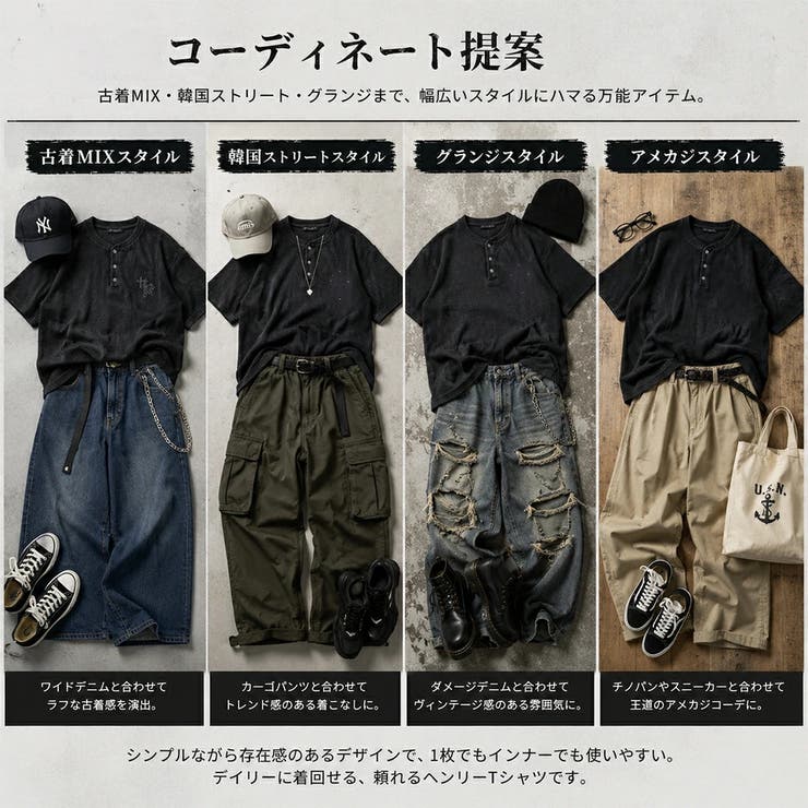 ピグメント加工 ワッフル ヘンリーネックTシャツ | WESTSEA | 詳細画像2 