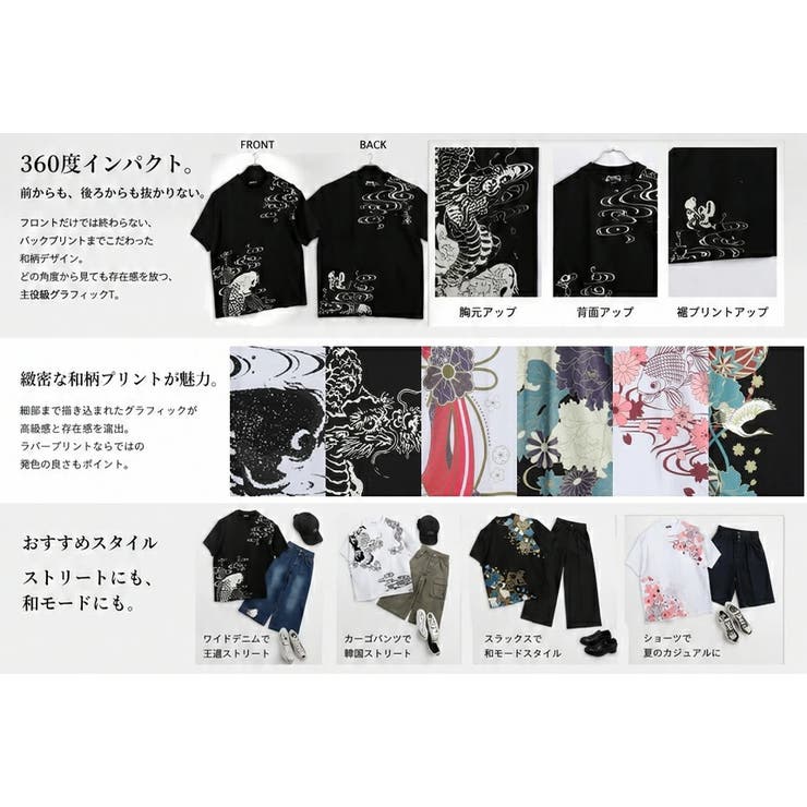 和柄プリントTシャツ メンズ 半袖 | WESTSEA | 詳細画像2 