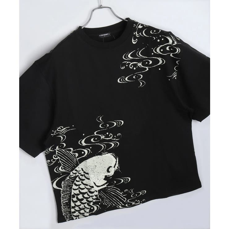 2.ブラックA | 和柄プリントTシャツ メンズ 半袖 | WESTSEA