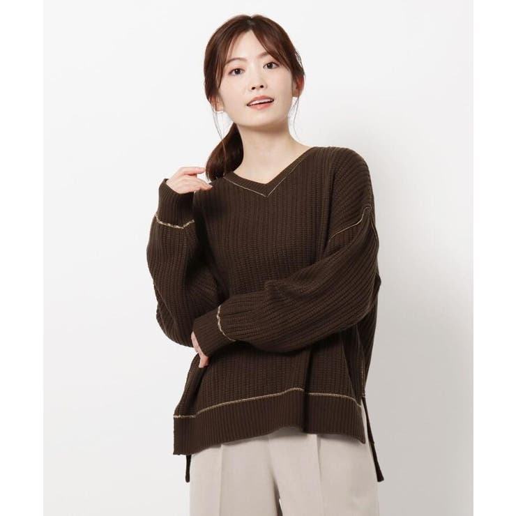配色ステッチvネックゆるニット 品番 Wrdw The Shop Tk ザショップティーケー のレディース ファッション通販 Shoplist ショップリスト
