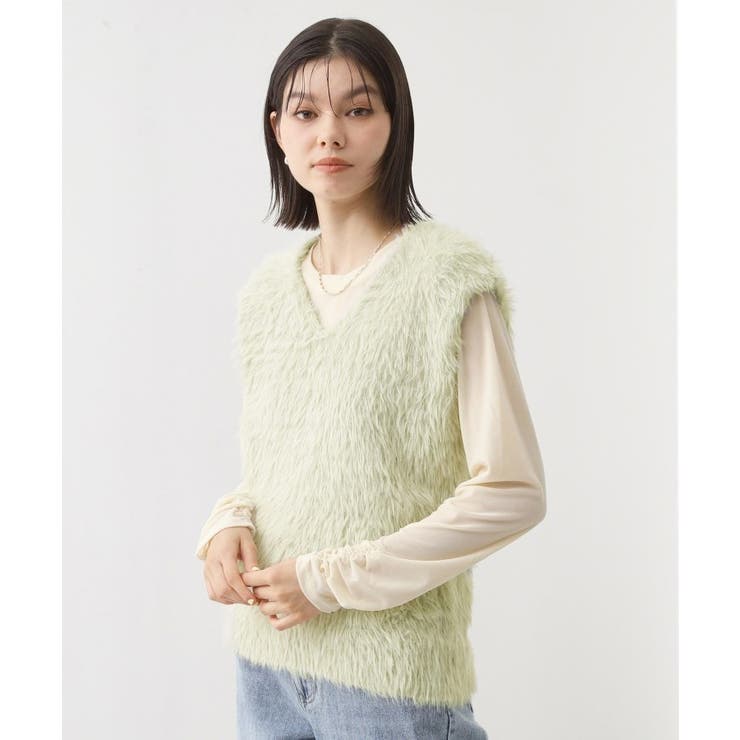 グリーン(022) | ふわふわフェザーベスト/洗える | THE SHOP TK