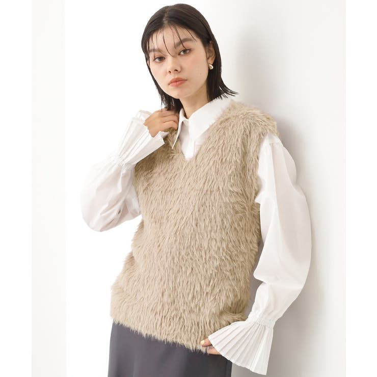モカブラウン(042) | ふわふわフェザーベスト/洗える | THE SHOP TK