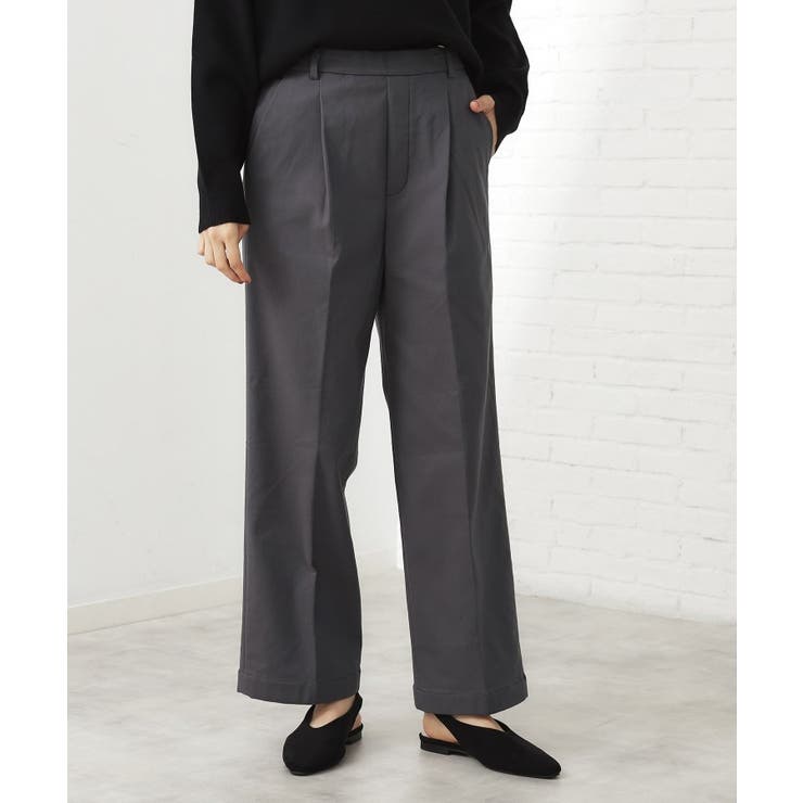 グレー(012) | 【ラクで快適】ハイパーストレッチ あったか裏起毛ワイドパンツ | THE SHOP TK