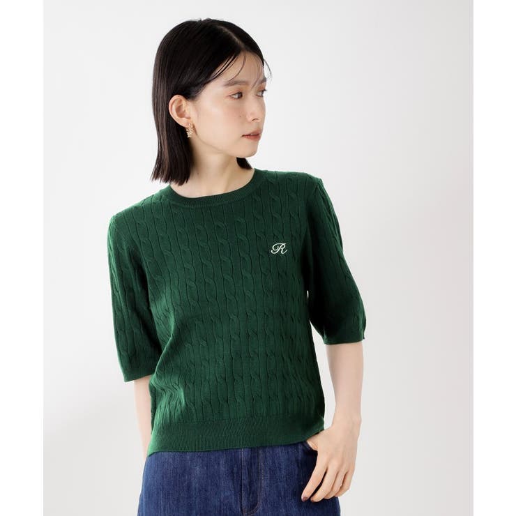 ワンポイント刺繍ケーブル半袖ニット【洗濯機OK】 | THE SHOP TK | 詳細画像5 