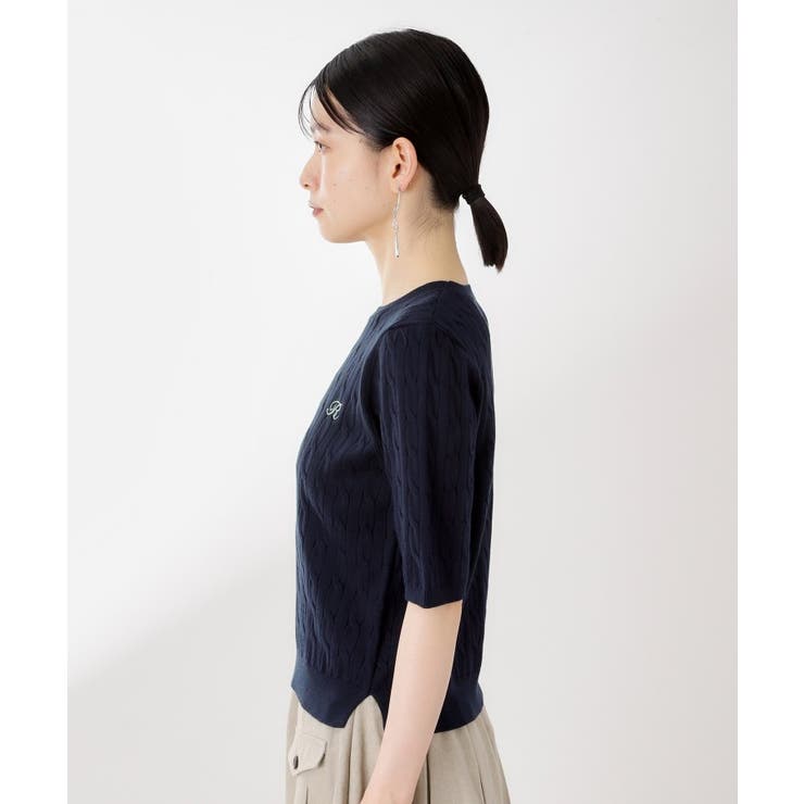 ワンポイント刺繍ケーブル半袖ニット【洗濯機OK】 | THE SHOP TK | 詳細画像14 