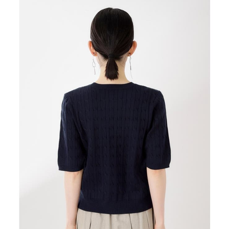 ワンポイント刺繍ケーブル半袖ニット【洗濯機OK】 | THE SHOP TK | 詳細画像15 