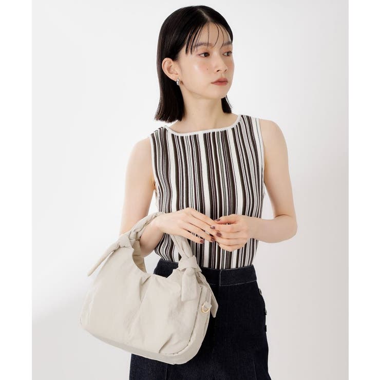 グレージュ(050) | ロゴショルダー付きナイロンミニボストン | THE SHOP TK