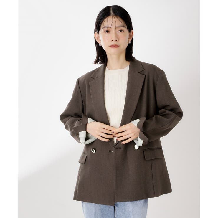 ブラウン(044) | 【今羽織るなら】ダブルブレストジャケット【セットアップ可/洗える】 | THE SHOP TK