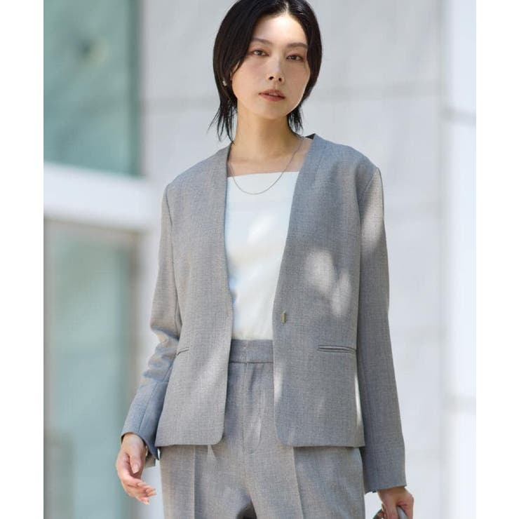 チャコールグレー(014) | ビジネスノーカラージャケット【セットアップ可/洗える】/CAVIANシリーズ | THE SHOP TK