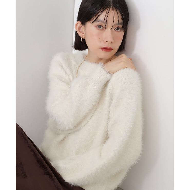 アイボリー(004) | 着るたびときめく ふんわりフェザーシャギーニット | THE SHOP TK