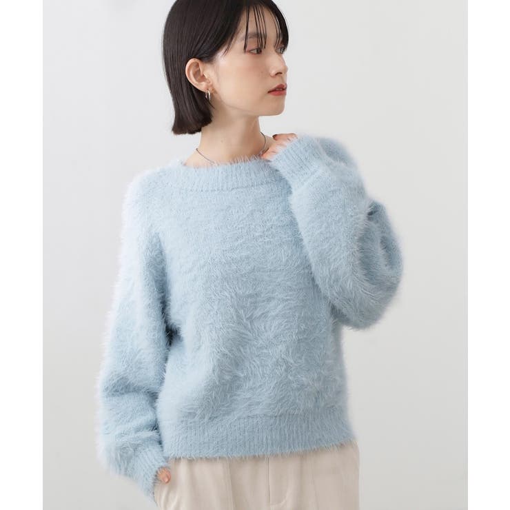 サックスブルー(090) | 着るたびときめく ふんわりフェザーシャギーニット | THE SHOP TK
