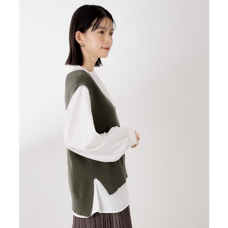 【春まで着られる】ニットベスト＆ブラウスセット/洗濯機OK | THE SHOP TK | 詳細画像12 