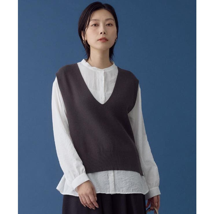 【春まで着られる】ニットベスト＆ブラウスセット/洗濯機OK | THE SHOP TK | 詳細画像2 