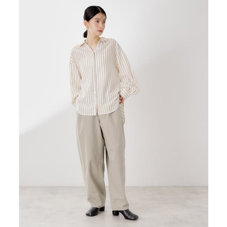 【後ろ姿もサマになる】ストライプ バックシャーリングシャツ/体型カバー/洗える | THE SHOP TK | 詳細画像8 