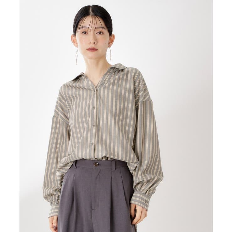 【後ろ姿もサマになる】ストライプ バックシャーリングシャツ/体型カバー/洗える | THE SHOP TK | 詳細画像10 