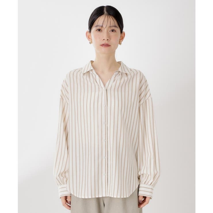 【後ろ姿もサマになる】ストライプ バックシャーリングシャツ/体型カバー/洗える | THE SHOP TK | 詳細画像19 