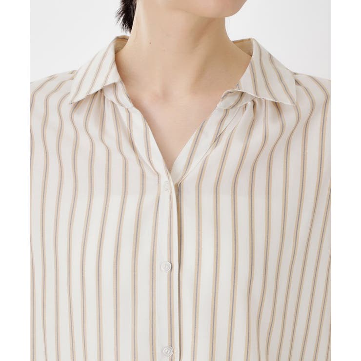 【後ろ姿もサマになる】ストライプ バックシャーリングシャツ/体型カバー/洗える | THE SHOP TK | 詳細画像22 