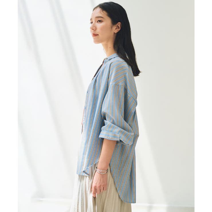 【後ろ姿もサマになる】ストライプ バックシャーリングシャツ/体型カバー/洗える | THE SHOP TK | 詳細画像3 