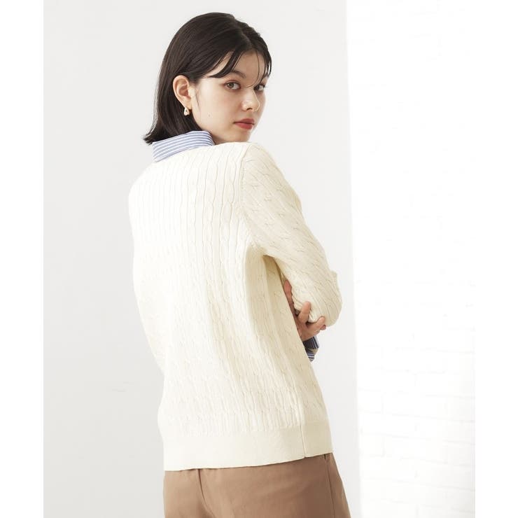 【着るだけでコーデ完成】シャツレイヤード風 ケーブルニット | THE SHOP TK | 詳細画像2 