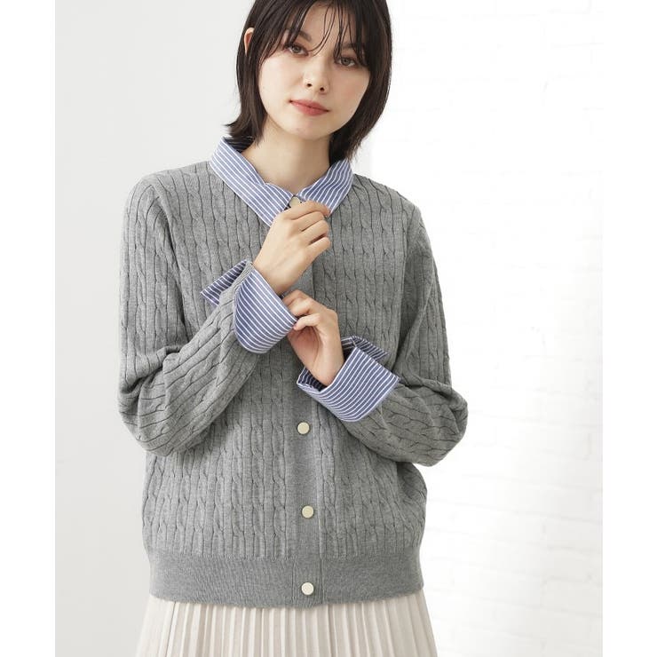 【着るだけでコーデ完成】シャツレイヤード風 ケーブルニット | THE SHOP TK | 詳細画像5 