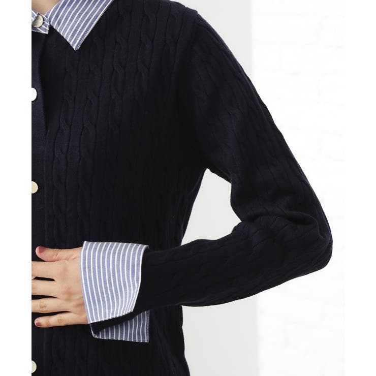 【着るだけでコーデ完成】シャツレイヤード風 ケーブルニット | THE SHOP TK | 詳細画像17 