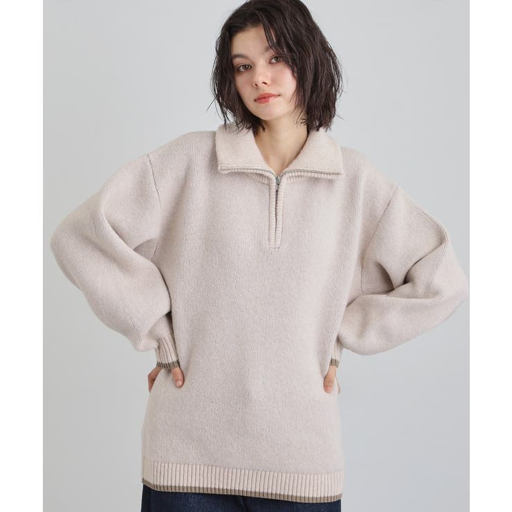 ライトベージュ(051) | 【洗える】ほど良くラフで女性らしい ハーフZIPニット | THE SHOP TK