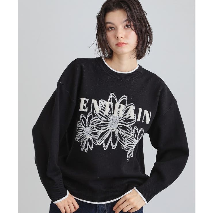 ブラック(019) | 花柄ラメジャカードニット | THE SHOP TK