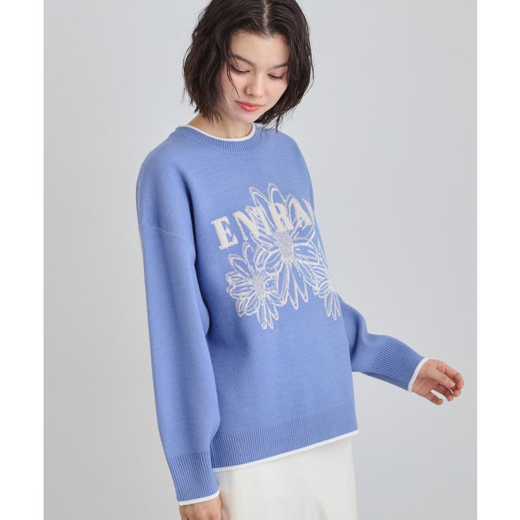 ブルー(092) | 花柄ラメジャカードニット | THE SHOP TK