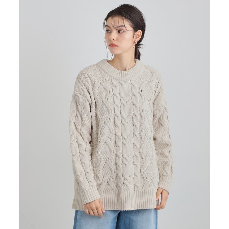 【洗える】冬のコーデを盛り上げる マットモール ケーブルニット | THE SHOP TK | 詳細画像1 