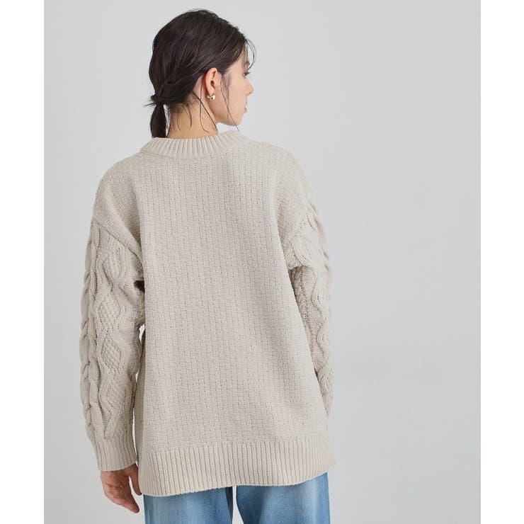 【洗える】冬のコーデを盛り上げる マットモール ケーブルニット | THE SHOP TK | 詳細画像2 