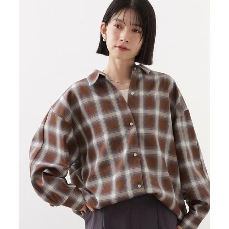 ブラウン(243) | 【即戦力/軽羽織】チェックドルマンシャツ | THE SHOP TK