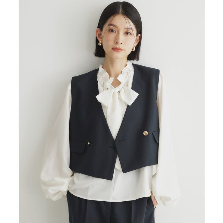 ネイビー(094) | 【セットアップ可／ONOFF活躍】カルゼショートジレ／洗える | THE SHOP TK