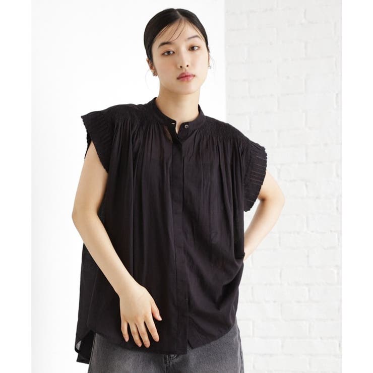 ブラック(019) | シャーリングブラウス【洗える】 | THE SHOP TK