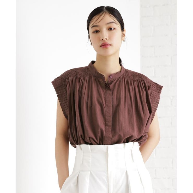 ブラウン(044) | シャーリングブラウス【洗える】 | THE SHOP TK