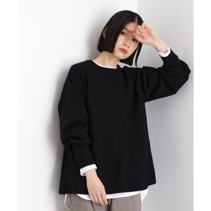 ブラック(019) | 【体形カバー】総針ペプラムニット/洗える | THE SHOP TK