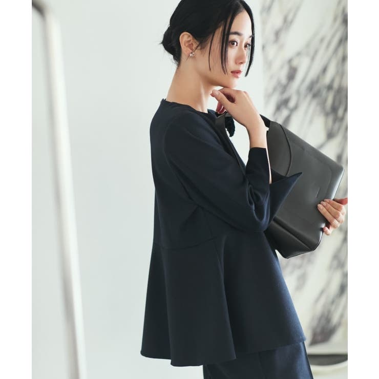 【ONOFF活躍/セレモニー/通勤】杢調カルゼペプラムブラウス/洗える | THE SHOP TK | 詳細画像5 