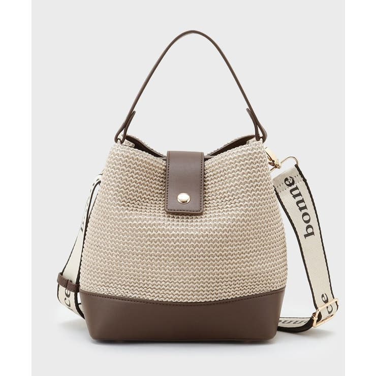 モカブラウン(542) | 合皮×雑材コンビバック【ロゴベルト付】 | THE SHOP TK