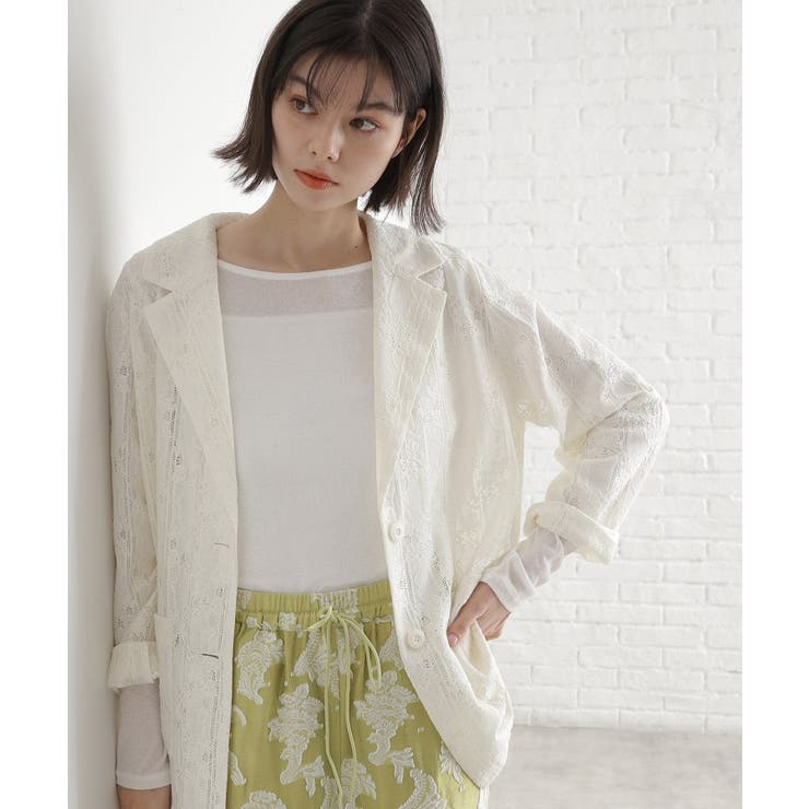 アイボリー(004) | レーステーラードジャケット | THE SHOP TK