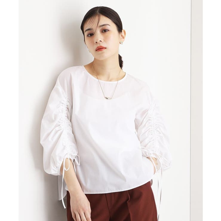 オフホワイト(003) | 袖シャーリングブラウス【洗濯機OK】 | THE SHOP TK