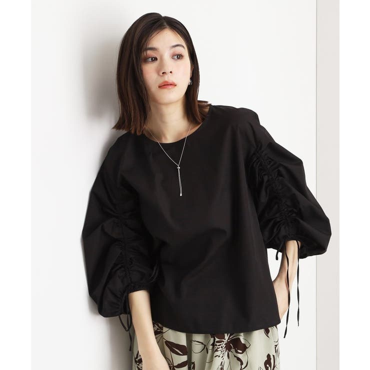 ブラック(019) | 袖シャーリングブラウス【洗濯機OK】 | THE SHOP TK