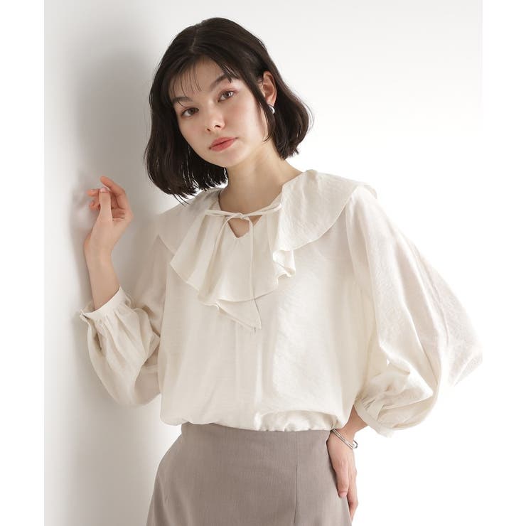 アイボリー(004) | ラッフルカラーブラウス【洗濯機OK】 | THE SHOP TK