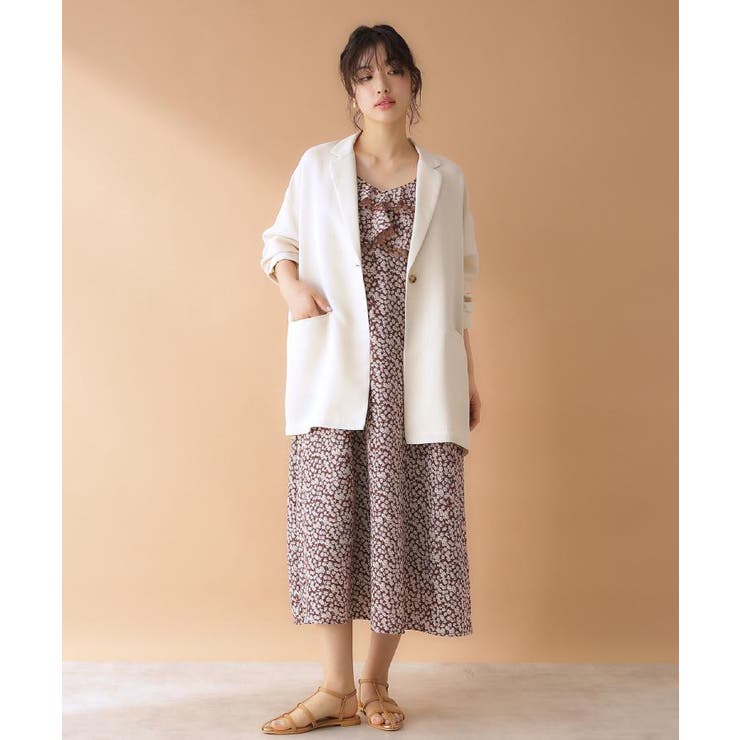 ブラウン(143) | 小花柄フリルキャミワンピース【洗える】 | THE SHOP TK