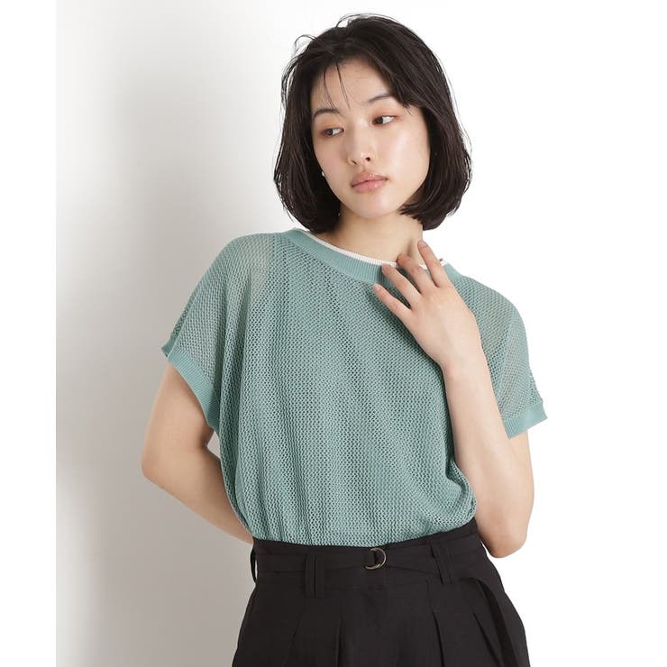 ブルー(091) | フレンチスリーブメッシュニットタンクセット【洗える】 | THE SHOP TK