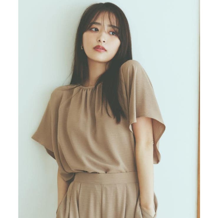 ベージュ(052) | 袖フレアブラウス【防シワ／接触冷感／洗濯機OK/セットアップ可】 | THE SHOP TK