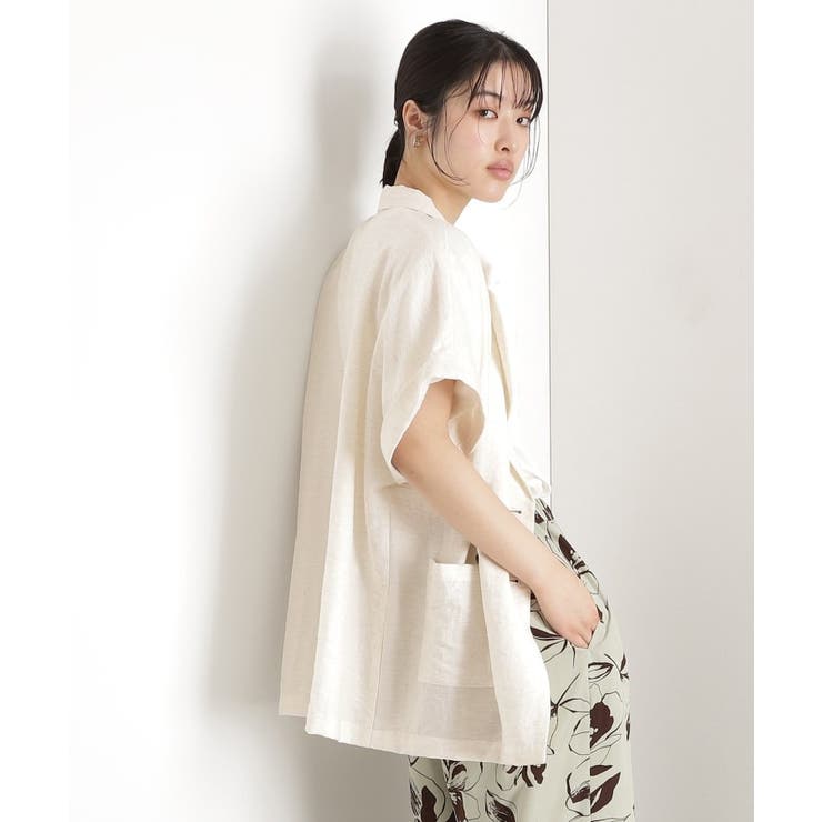 リネン混半袖テーラージャケット【洗える/セットアップ可】 | THE SHOP TK | 詳細画像14 