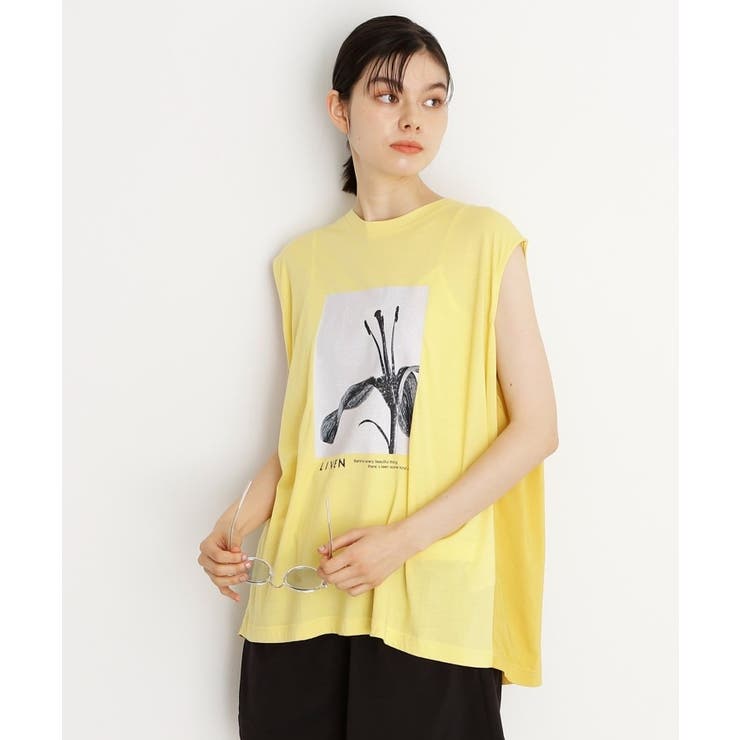 イエロー(031) | 異素材切替フォトプリントTシャツ【洗える】 | THE SHOP TK